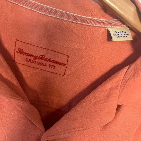 Tommy Bahama 100% Silk Short Sleeve Button Down Men's Shirt XL Orange - Picture 2 of 4
